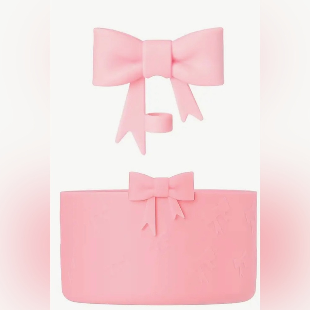 Pink Bow Straw Cover Topper and tumbler boot sleeve cover for 30/40 oz tumbler